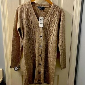 Karen Scott Cable Women's Beige Cardigan Sweater- New - PS